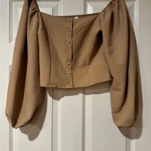 Elegant Brown Off-Shoulder Top